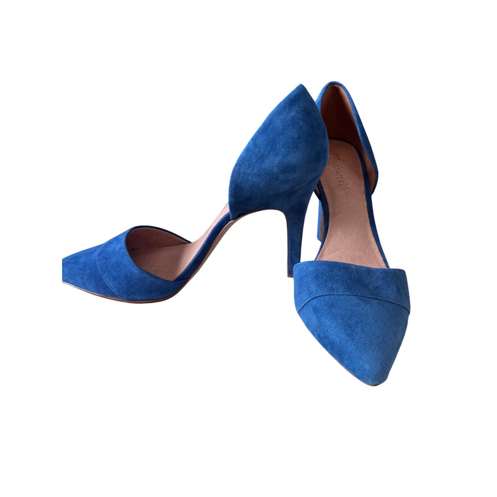 Madewell Blue Suede d'Orsay Pointed Toe Stiletto Pumps Heels 9.5